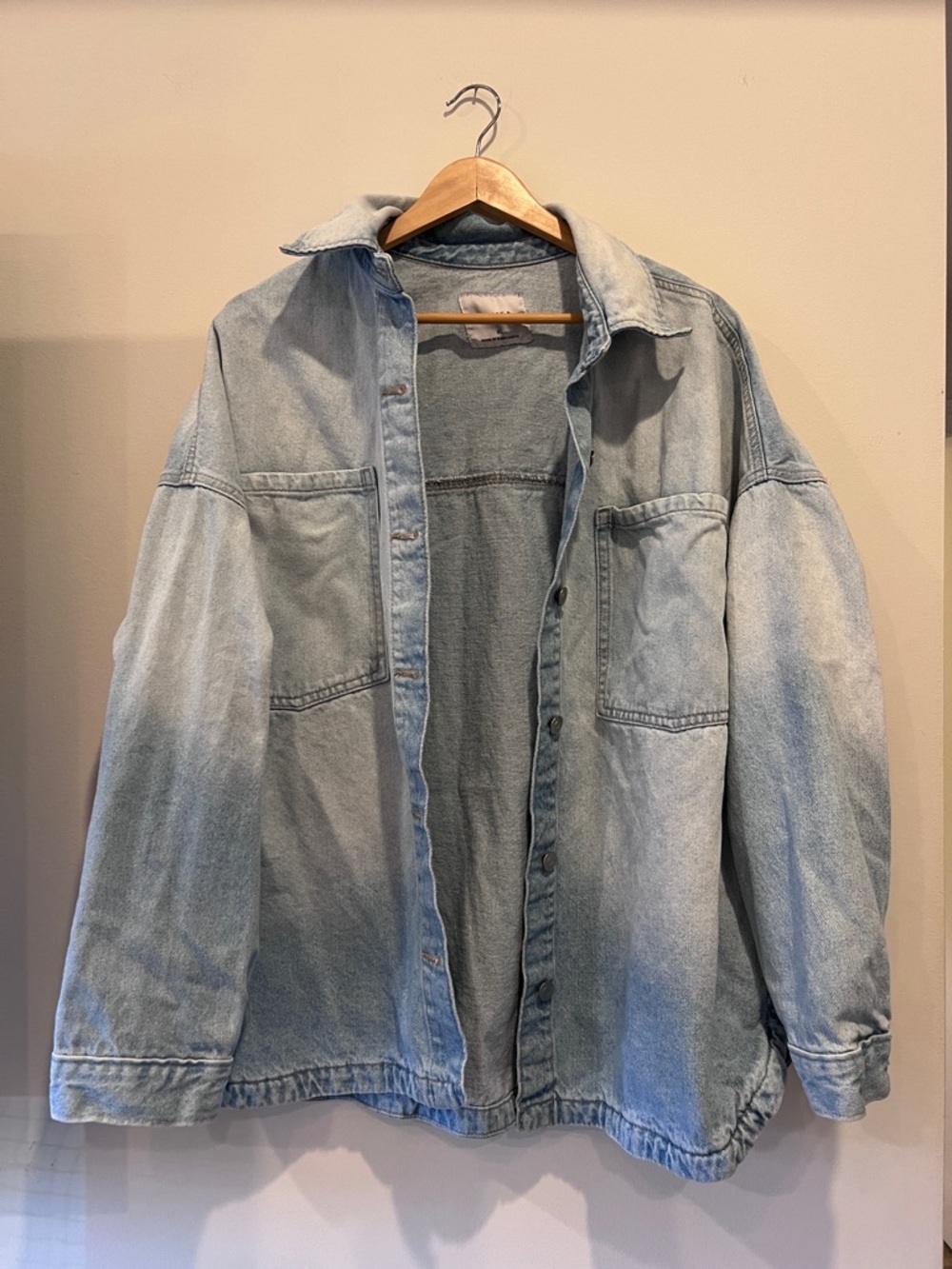 Celebrity Pink Light Blue Denim Shirt Jacket